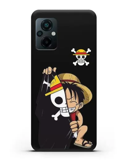 Чехол аниме Ванпис (One Piece) Луффи и флаг силиконовый для Xiaomi Poco M5