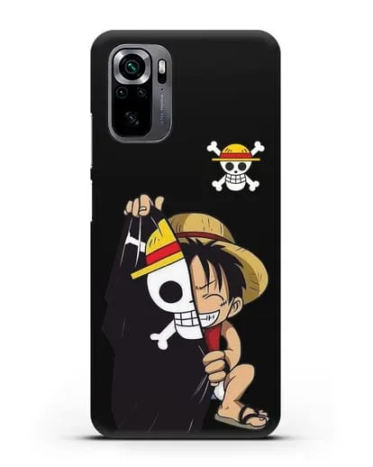 Чехол аниме Ванпис (One Piece) Луффи и флаг силиконовый для Xiaomi Poco M5s