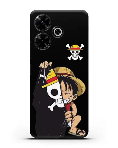 Чехол аниме Ванпис (One Piece) Луффи и флаг силиконовый для Xiaomi Poco M6
