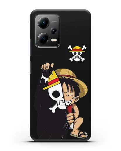 Чехол аниме Ванпис (One Piece) Луффи и флаг силиконовый для Xiaomi Poco X5