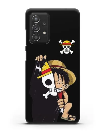 Чехол аниме Ванпис (One Piece) Луффи и флаг силиконовый для Samsung Galaxy A53