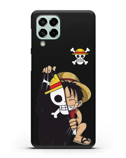 Чехол аниме Ванпис (One Piece) Луффи и флаг силиконовый для Samsung Galaxy M53 [SM-M536]