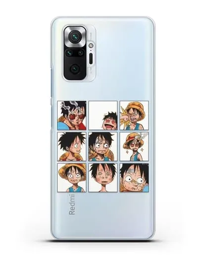 Чехол аниме Ванпис (One Piece) Луффи силиконовый для Xiaomi Redmi Note 10 Pro