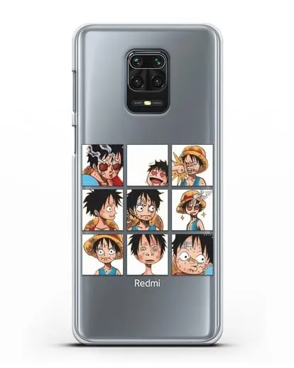 Чехол аниме Ванпис (One Piece) Луффи силиконовый для Xiaomi Redmi Note 9 Pro