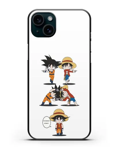Чехол аниме Ванпис (One Piece) Гоку и Луффи силиконовый для iPhone 15 Plus
