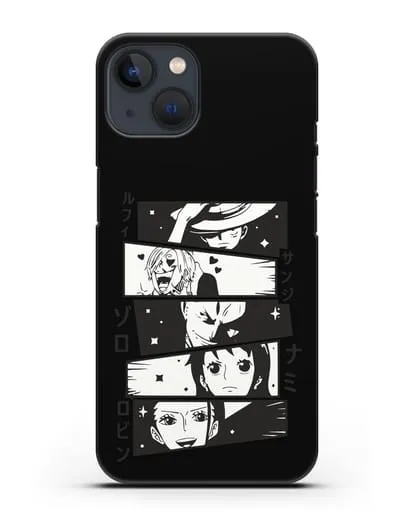 Чехол аниме Ванпис (One Piece) персонажи коллаж силиконовый для iPhone 13 Mini