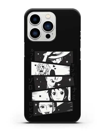 Чехол аниме Ванпис (One Piece) персонажи коллаж силиконовый для iPhone 13 Pro