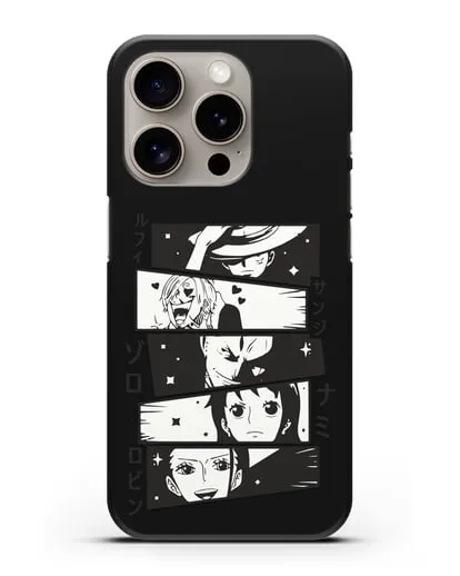 Чехол аниме Ванпис (One Piece) персонажи коллаж силиконовый для iPhone 15 Pro