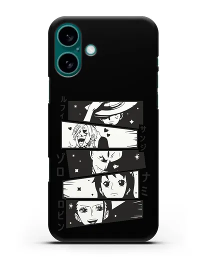 Чехол аниме Ванпис (One Piece) персонажи коллаж силиконовый для iPhone 16 Plus
