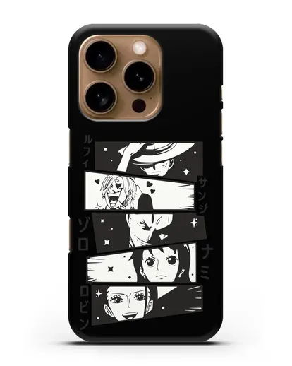 Чехол аниме Ванпис (One Piece) персонажи коллаж силиконовый для iPhone 16 Pro