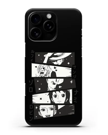 Чехол аниме Ванпис (One Piece) персонажи коллаж силиконовый для iPhone 16 Pro Max