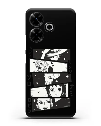 Чехол аниме Ванпис (One Piece) персонажи коллаж силиконовый для Xiaomi Poco M6