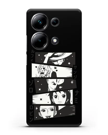 Чехол аниме Ванпис (One Piece) персонажи коллаж силиконовый для Xiaomi Poco M6 Pro
