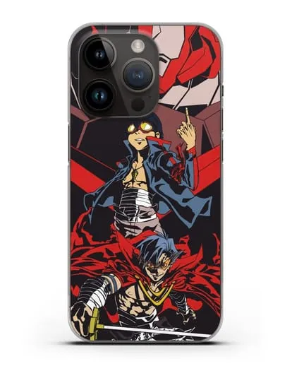 Чехол аниме Гуррен Лаганн (Gurren Lagann) Камина и Симон силиконовый для iPhone 14 Pro