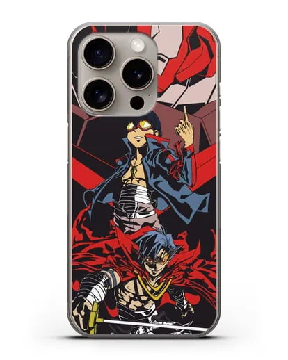 Чехол аниме Гуррен Лаганн (Gurren Lagann) Камина и Симон силиконовый для iPhone 15 Pro
