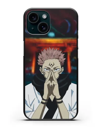 Чехол аниме Магическая битва (Jujutsu Kaisen) Джуджатсу Кайсен Дзюго Рёмен Сукуна силиконовый для iPhone 15