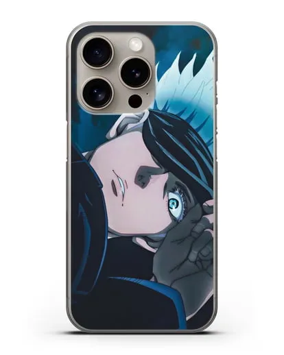 Чехол аниме Магическая битва (Jujutsu Kaisen) Джуджатсу Кайсен Дзюго Сатору Годжо силиконовый для iPhone 15 Pro