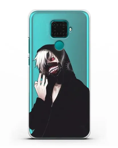 Чехол аниме Токийский гуль (Tokyo Ghoul) Кен Канеки в капюшоне силиконовый для Huawei Mate 30 Lite