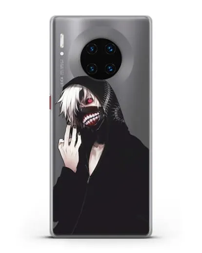 Чехол аниме Токийский гуль (Tokyo Ghoul) Кен Канеки в капюшоне силиконовый для Huawei Mate 30 Pro
