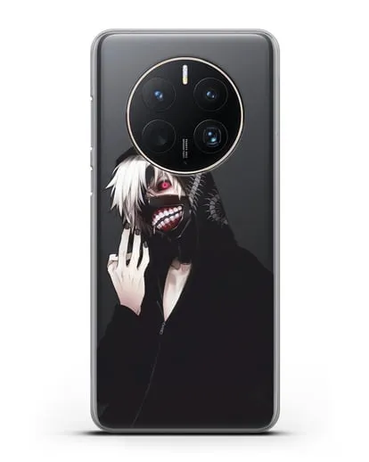 Чехол аниме Токийский гуль (Tokyo Ghoul) Кен Канеки в капюшоне силиконовый для Huawei Mate 50 Pro