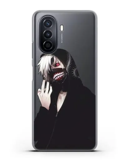 Чехол аниме Токийский гуль (Tokyo Ghoul) Кен Канеки в капюшоне силиконовый для Huawei Nova Y70