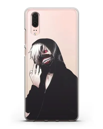 Чехол аниме Токийский гуль (Tokyo Ghoul) Кен Канеки в капюшоне силиконовый для Huawei P20