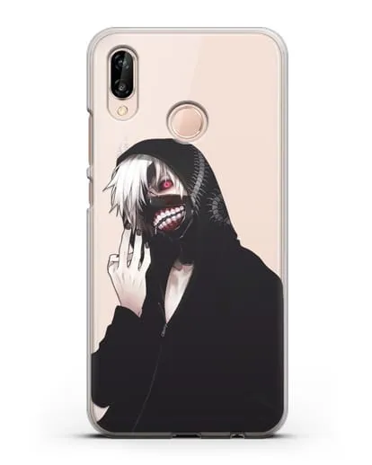 Чехол аниме Токийский гуль (Tokyo Ghoul) Кен Канеки в капюшоне силиконовый для Huawei P20 Lite