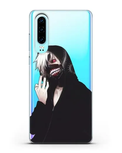 Чехол аниме Токийский гуль (Tokyo Ghoul) Кен Канеки в капюшоне силиконовый для Huawei P30