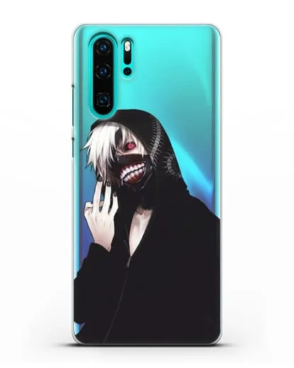 Чехол аниме Токийский гуль (Tokyo Ghoul) Кен Канеки в капюшоне силиконовый для Huawei P30 Pro