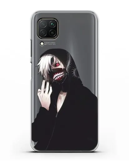 Чехол аниме Токийский гуль (Tokyo Ghoul) Кен Канеки в капюшоне силиконовый для Huawei P40 lite