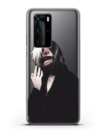 Чехол аниме Токийский гуль (Tokyo Ghoul) Кен Канеки в капюшоне силиконовый для Huawei P40 Pro