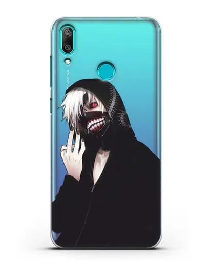 Чехол аниме Токийский гуль (Tokyo Ghoul) Кен Канеки в капюшоне силиконовый для Huawei Y7 2019