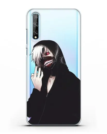 Чехол аниме Токийский гуль (Tokyo Ghoul) Кен Канеки в капюшоне силиконовый для Huawei Y8P