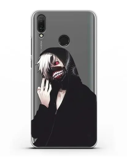 Чехол аниме Токийский гуль (Tokyo Ghoul) Кен Канеки в капюшоне силиконовый для Huawei Y9 2019