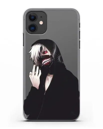 Чехол аниме Токийский гуль (Tokyo Ghoul) Кен Канеки в капюшоне силиконовый для iPhone 11