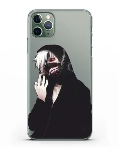 Чехол аниме Токийский гуль (Tokyo Ghoul) Кен Канеки в капюшоне силиконовый для iPhone 11 Pro Max