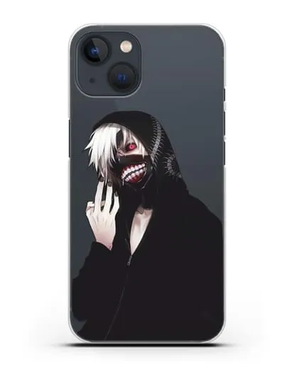 Чехол аниме Токийский гуль (Tokyo Ghoul) Кен Канеки в капюшоне силиконовый для iPhone 13 Mini