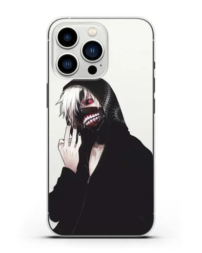 Чехол аниме Токийский гуль (Tokyo Ghoul) Кен Канеки в капюшоне силиконовый для iPhone 13 Pro