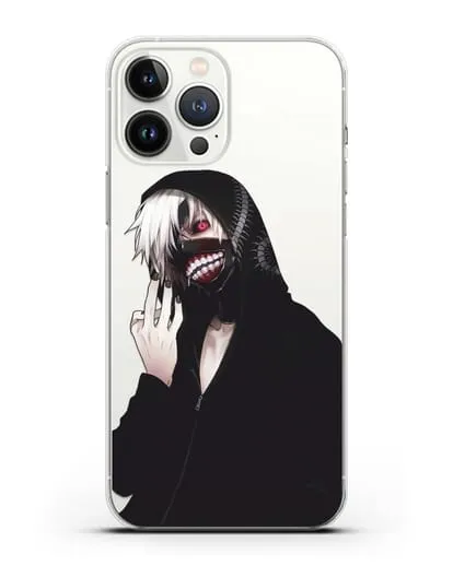 Чехол аниме Токийский гуль (Tokyo Ghoul) Кен Канеки в капюшоне силиконовый для iPhone 13 Pro Max