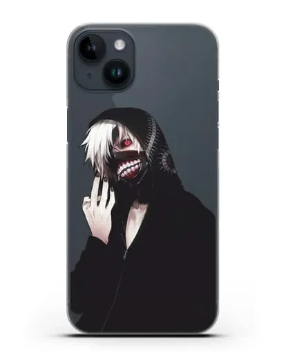 Чехол аниме Токийский гуль (Tokyo Ghoul) Кен Канеки в капюшоне силиконовый для iPhone 14 Plus