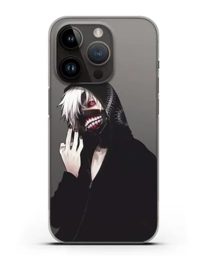 Чехол аниме Токийский гуль (Tokyo Ghoul) Кен Канеки в капюшоне силиконовый для iPhone 14 Pro