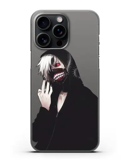 Чехол аниме Токийский гуль (Tokyo Ghoul) Кен Канеки в капюшоне силиконовый для iPhone 15 Pro Max