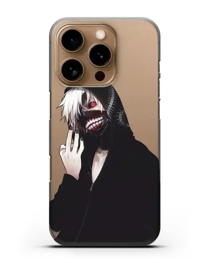 Чехол аниме Токийский гуль (Tokyo Ghoul) Кен Канеки в капюшоне силиконовый для iPhone 16 Pro