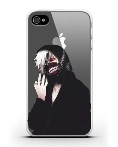 Чехол аниме Токийский гуль (Tokyo Ghoul) Кен Канеки в капюшоне силиконовый для iPhone 4/4s
