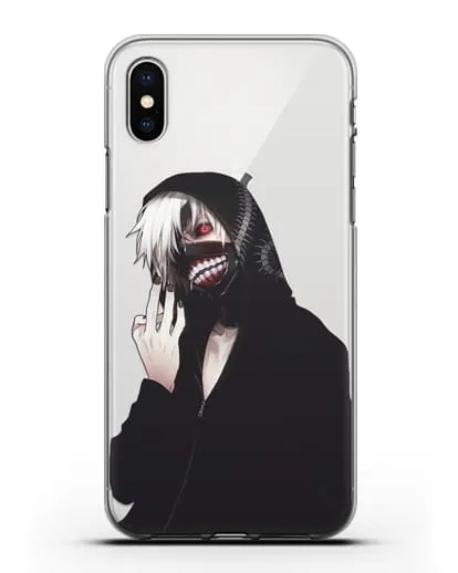 Чехол аниме Токийский гуль (Tokyo Ghoul) Кен Канеки в капюшоне силиконовый для iPhone X