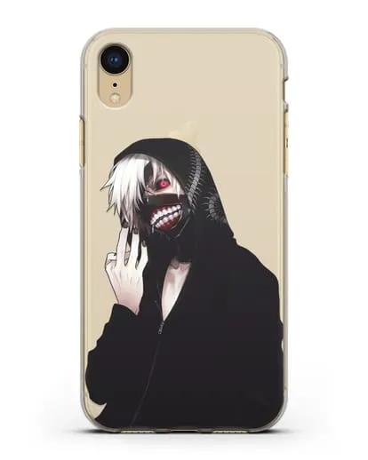 Чехол аниме Токийский гуль (Tokyo Ghoul) Кен Канеки в капюшоне силиконовый для iPhone XR