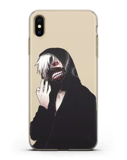 Чехол аниме Токийский гуль (Tokyo Ghoul) Кен Канеки в капюшоне силиконовый для iPhone XS Max