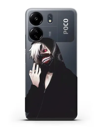 Чехол аниме Токийский гуль (Tokyo Ghoul) Кен Канеки в капюшоне силиконовый для Xiaomi Poco C65