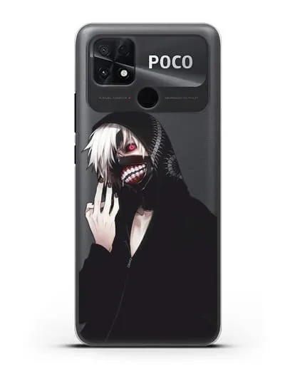Чехол аниме Токийский гуль (Tokyo Ghoul) Кен Канеки в капюшоне силиконовый для Xiaomi Poco C40