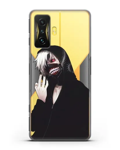 Чехол аниме Токийский гуль (Tokyo Ghoul) Кен Канеки в капюшоне силиконовый для Xiaomi Poco F4 GT